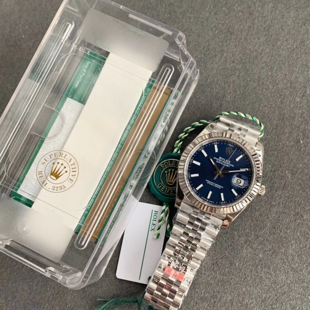 VS factory Rolex Datejust series m126334-0002 blue dial steel bracelet men's mechanical watch, high-end top-grade replica watch.