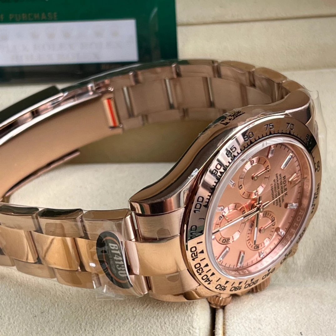 BT factory Rolex Daytona series m116505-0017 rose gold steel bracelet men's mechanical watch, 4130 movement, chronograph function, 40mm.