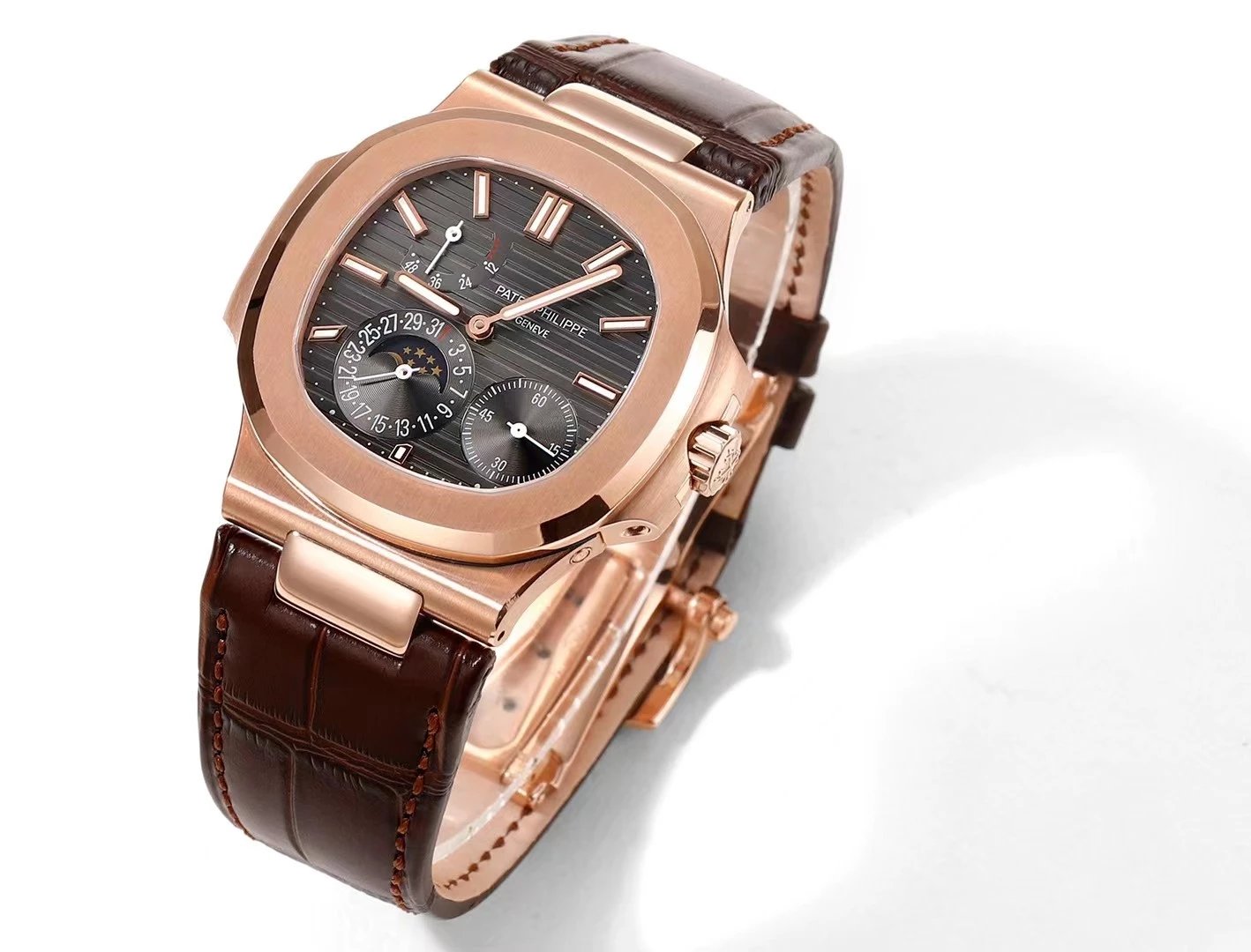 GR factory Patek Philippe 5712R rose gold leather strap men's mechanical watch