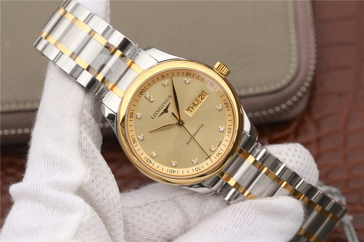 LG factory Longines Heritage Master Collection L2.755.5.37.7 men's watch with day and date functions.