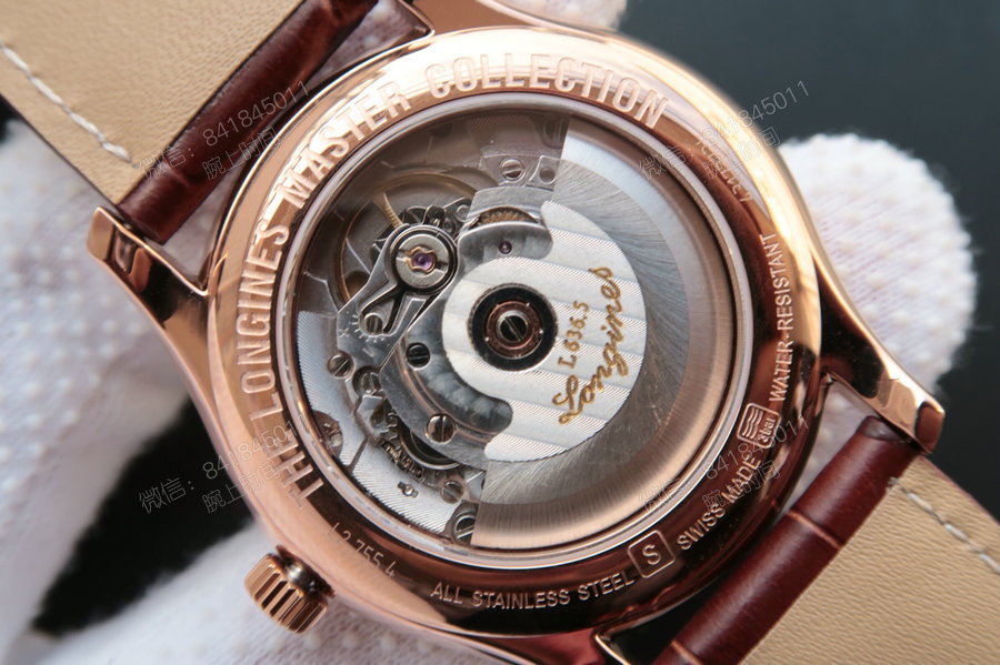 High-quality replica of the Longines Master Collection L2.755.8.78.3 double calendar automatic mechanical watch.