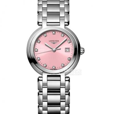 浪琴優雅系列L8.122.4.99.6櫻粉色盤搭載原廠瑞士L129石英機芯30MM女士腕錶