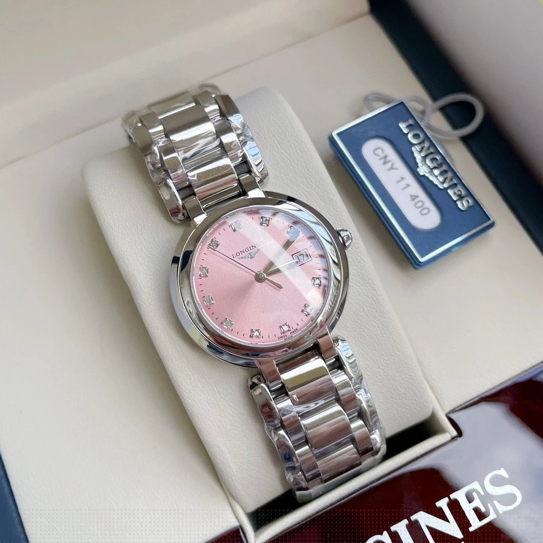 Longines Elegance Collection L8.122.4.99.6 Cherry Blossom Pink Dial 30mm Ladies' Watch with Original Swiss L129 Quartz Movement
