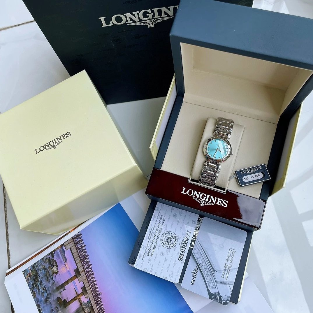 Longines Elegance Collection L8.122.4.90.6 Ice Blue Dial Ladies' Watch with Original Swiss L129 Quartz Movement, 30mm