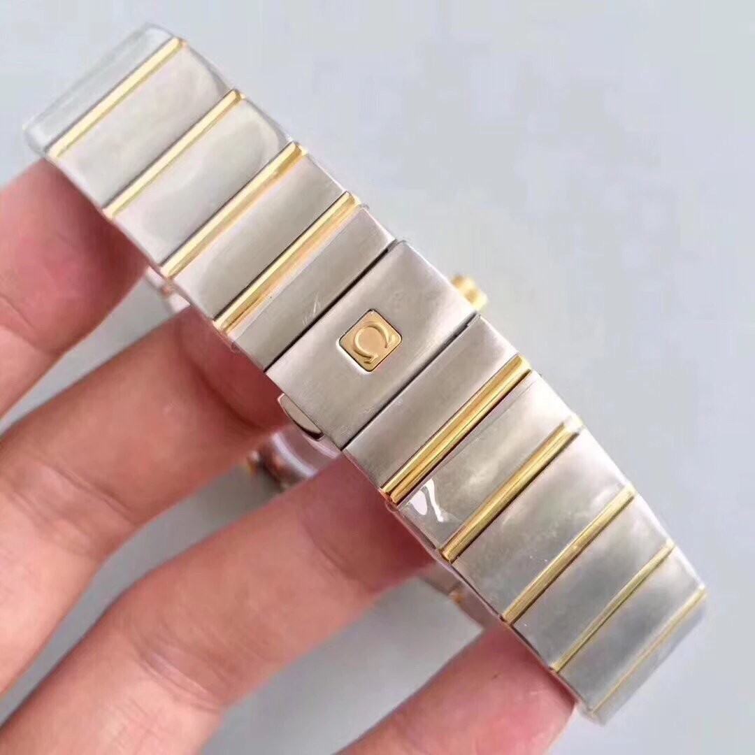 Reissue Omega Constellation series 123.25.35.20.58.001 mechanical men's watch, gold dial with diamonds, 38.5mm.