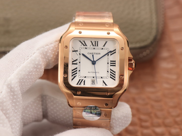 BV Cartier's new Santos (men's large size) Case: 316 material dial 18k gold watch
