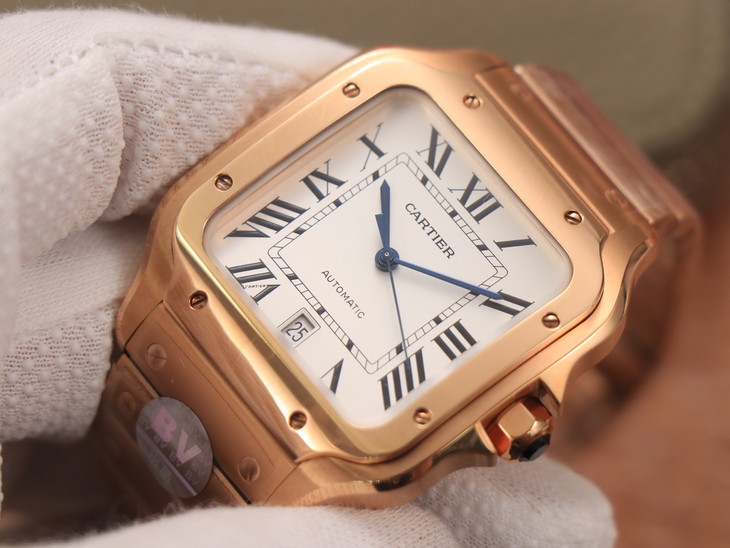 BV Cartier's new Santos (men's large size) Case: 316 material dial 18k gold watch