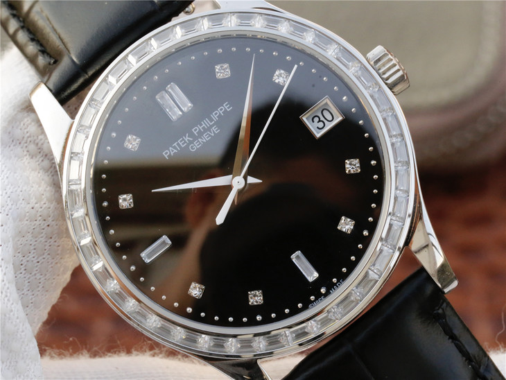 Patek Philippe New Calatrava Series 5298P Men's Mechanical Diamond Watch Black Face