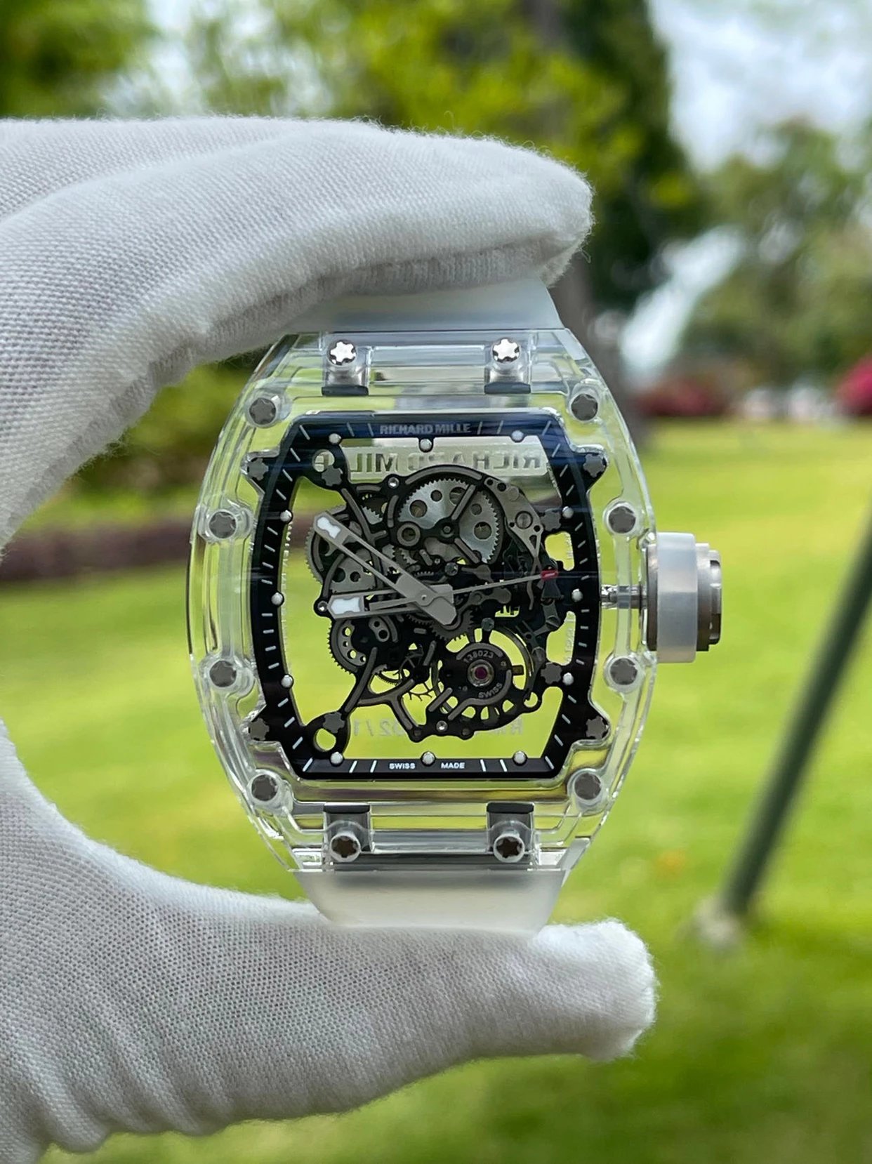 Sonic factory Richard Mille RM055 newly upgraded crystal version with true kinetic energy integrated movement men's mechanical watch