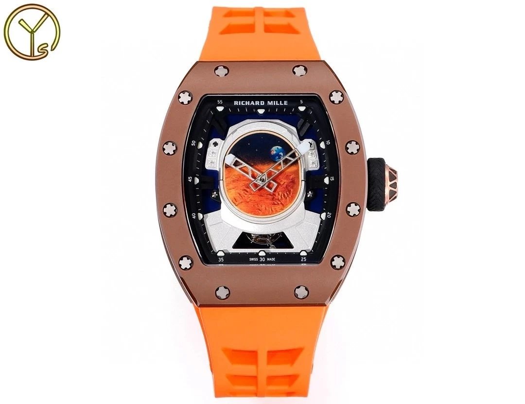 YS廠理查德米勒男士系列RM 52-05橙色錶帶搭載陀飛輪機芯49.94 x 42.35毫米男錶