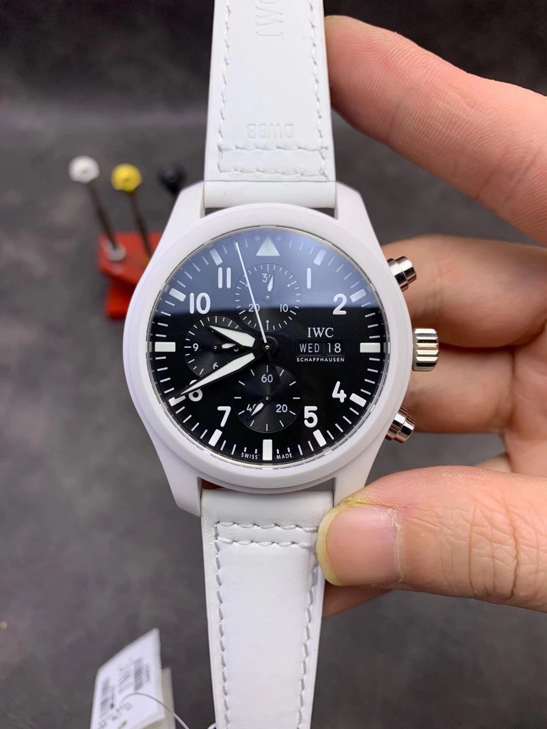 New IWC Pilot's Watch White Ceramic Chronograph Special Edition IW389105 "Lake Tahoe" Men's Mechanical Watch